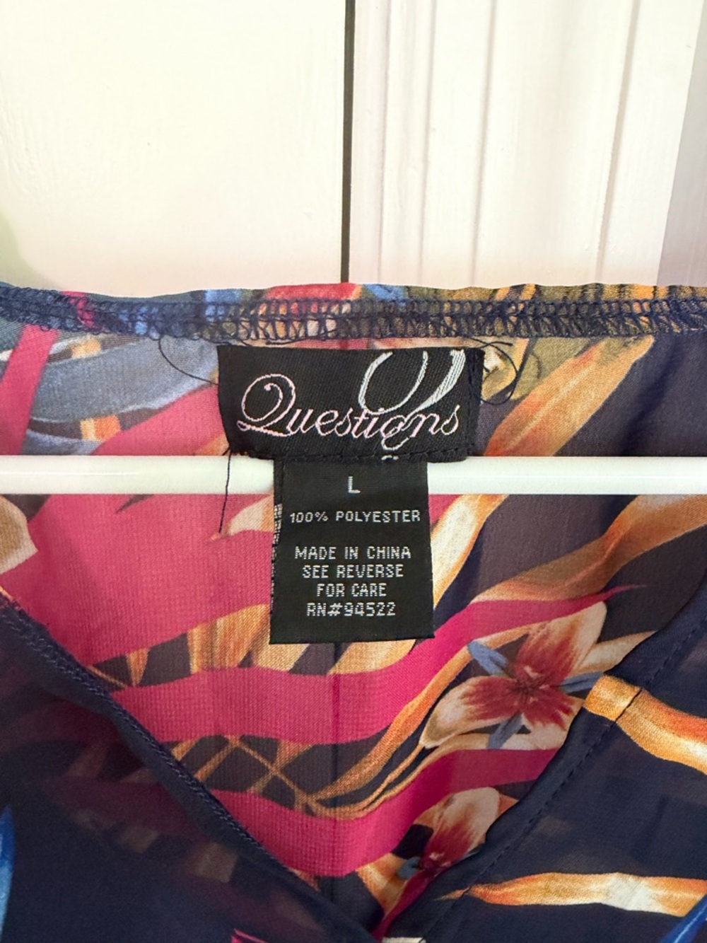 Tropical Floral Sheer Kimono Blouse - Navy/Multicolor - Picture 6 of 6